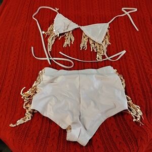 White Fringe Bikini Set